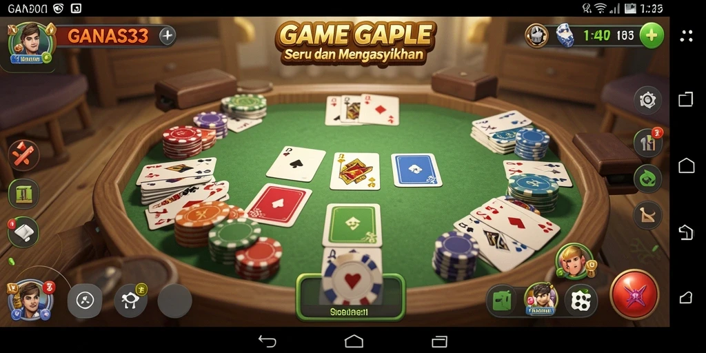 Screenshot gameplay GANAS33 menampilkan suasana seru permainan Gaple.