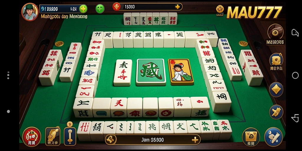 Tampilan utama gameplay MAU777 yang menunjukkan keseruan permainan Mahjong.